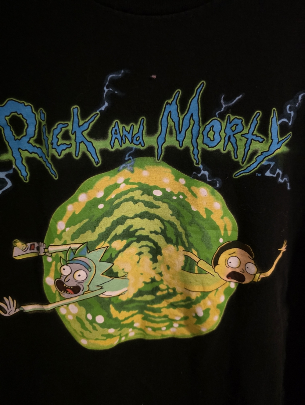 Rick and Morty Portal Graphic T-Shirt Black Size M Adult Swim Cartoon Tee - Picture 6 of 9